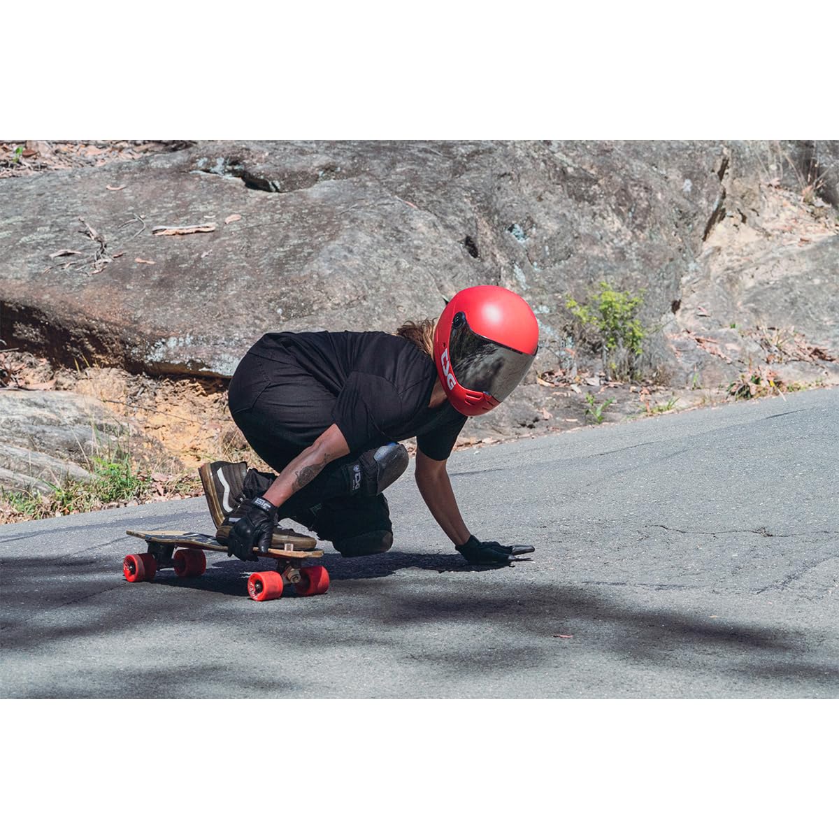 TSG - Pass 2.0 Full-face Premium Helmet w/Two Visors | Downhill Skateboarding, E-Skating, E-Onewheeling, Longboarding | Nose Ports, Air Flow Channels, Ear Slots, Adjustable Cheek Pads | ABS Hardshell