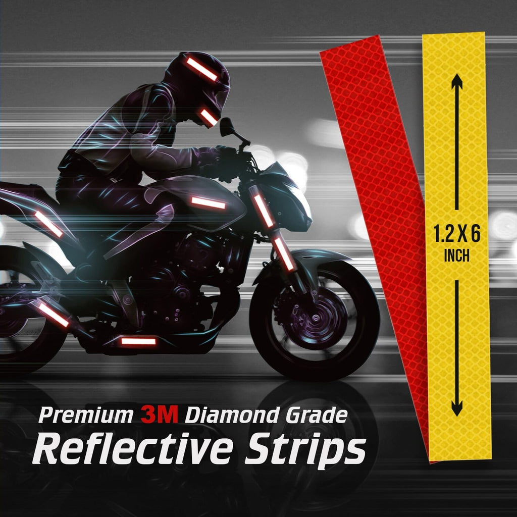 SmartSign 1.2 x 6 inch Red Reflective Strips - Pack of 4, Premium 3M Diamond Grade Reflective Stickers for Night Safety/Backpacks/Bicycles/Vehicles, Hi-Tack Adhesive, Made in USA