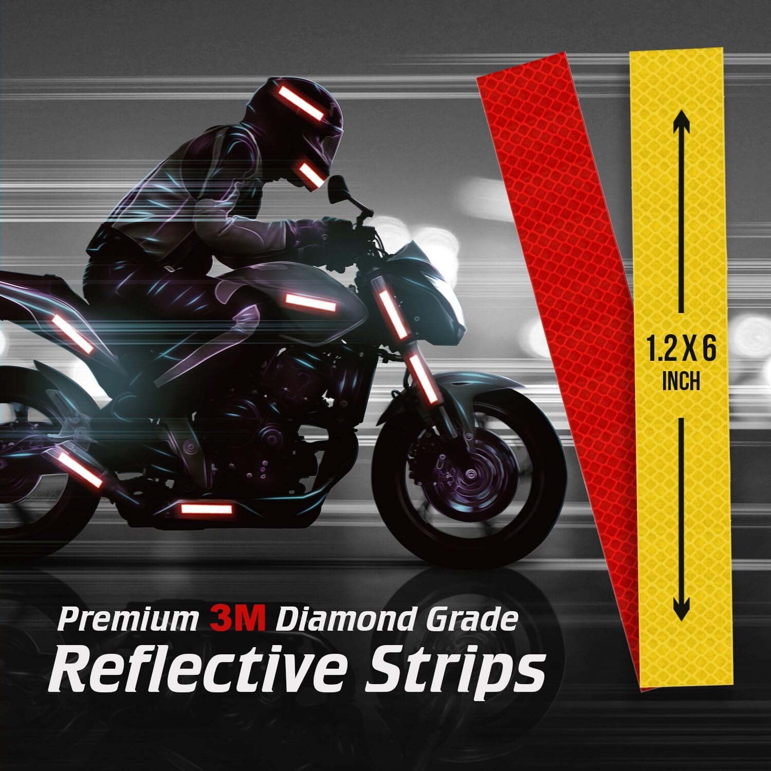 SmartSign 1.2 x 6 inch Red Reflective Strips - Pack of 4, Premium 3M Diamond Grade Reflective Stickers for Night Safety/Backpacks/Bicycles/Vehicles, Hi-Tack Adhesive, Made in USA