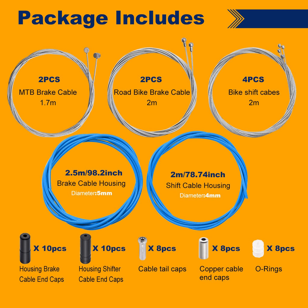 weideer Bicycle Brake Cable Shift Cable Bike Cable Housing Kit Bike Brake Cable Kit Bicycle Transmission Line for Bicycle Mountain Road Bike Repair