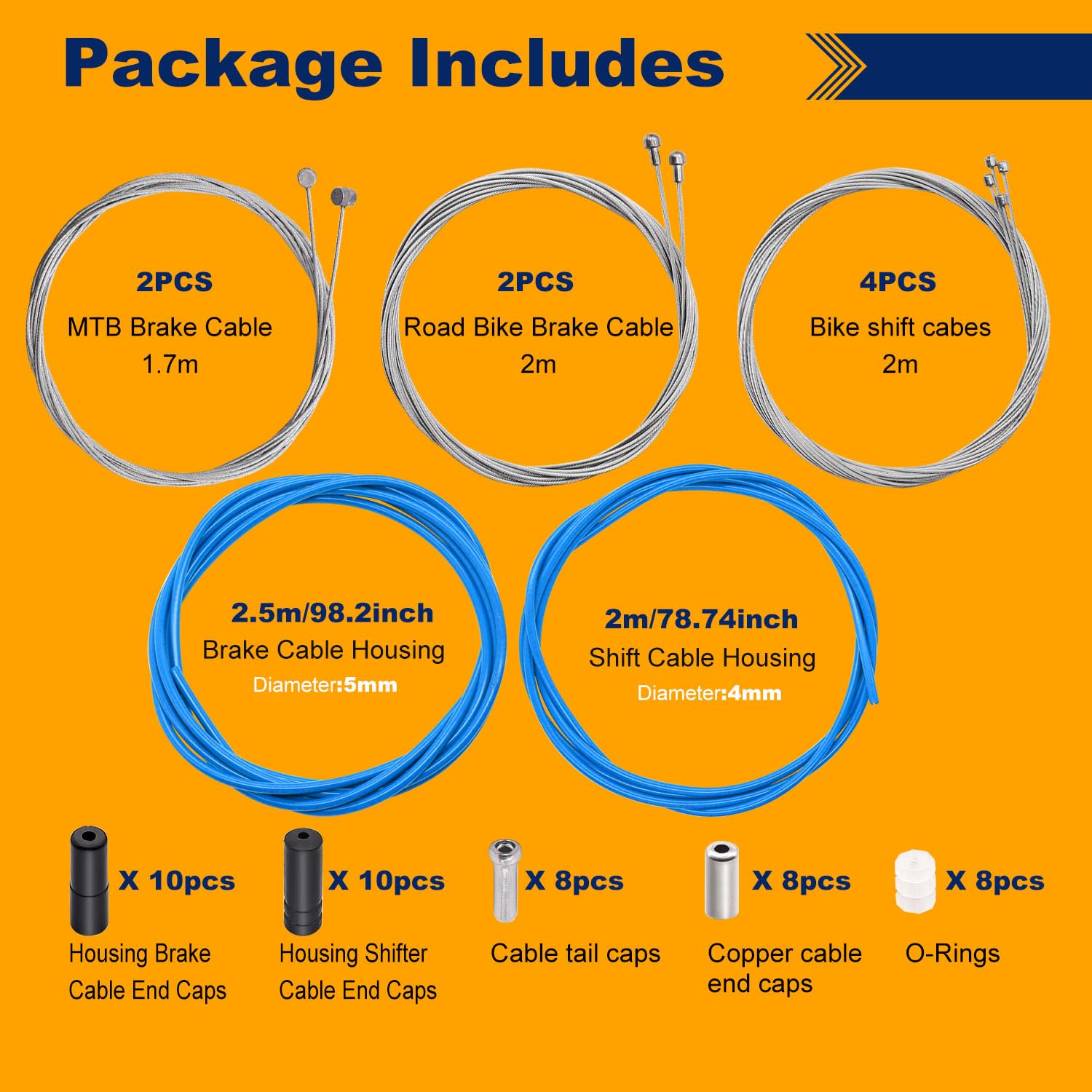 weideer Bicycle Brake Cable Shift Cable Bike Cable Housing Kit Bike Brake Cable Kit Bicycle Transmission Line for Bicycle Mountain Road Bike Repair