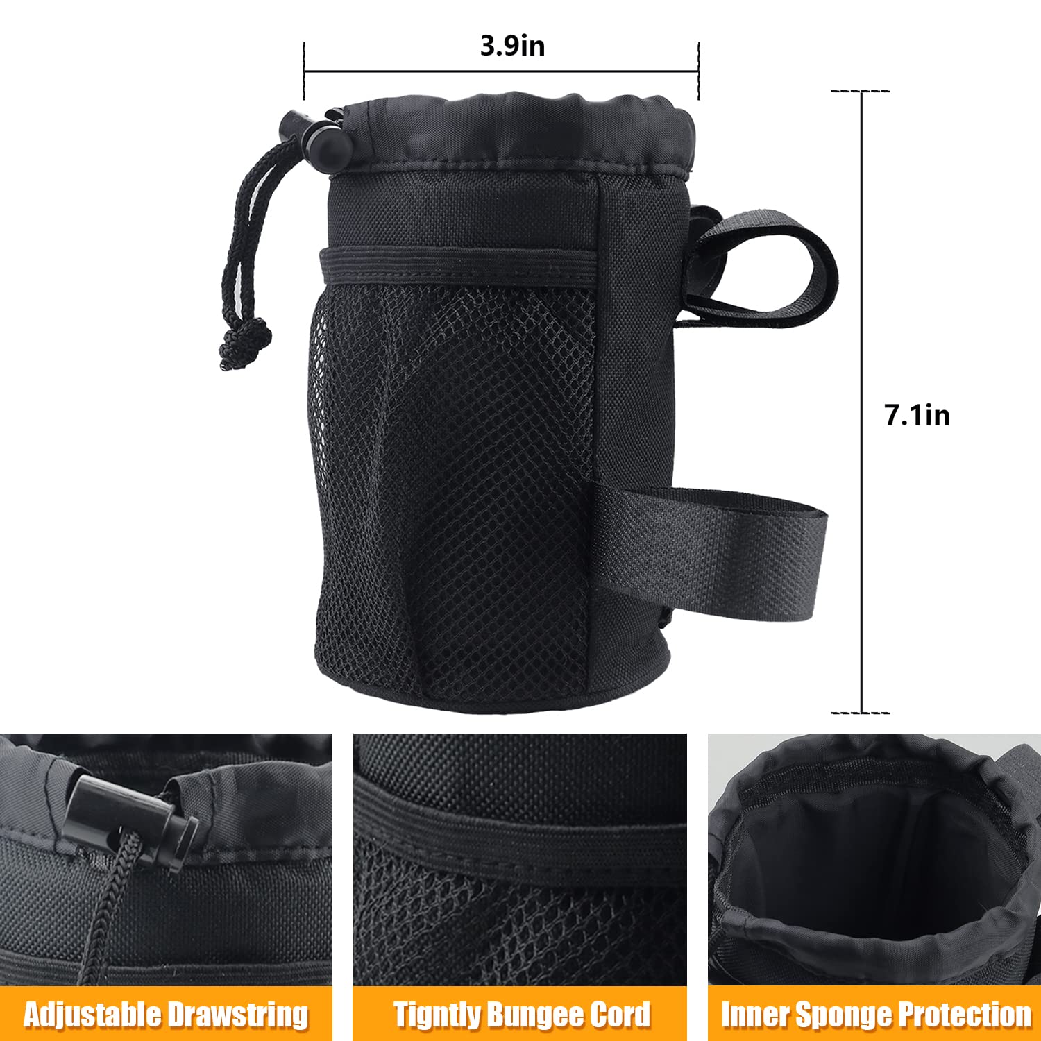 2 Pack Bike Cup Holder Bag Bicycle Handlebar Water Bottle Holder with Mesh Oxford Pocket Phone Drink Cup Holder for Mountain Bikes,Road Bikes,e-Bike,Kids Bikes,Wheelchairs,Cruisers, etc