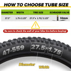 2 Pack 12"/14"/16"/18"/ 20"/ 22"/24"/ 26"/27.5"/28"/29" x1.75/1.95/2.10/2.125 Bicycle Tube with 2 Tire Levers, with 32mm AV Schrader Valve, Reliable Inner Tube for Kids/Road/MTB Bike (2 of One Size)