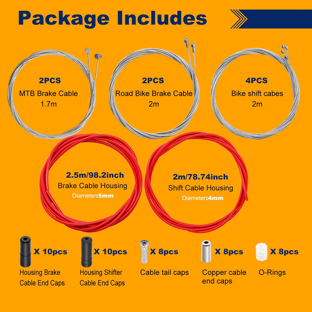 weideer Bicycle Brake Cable Shift Cable Bike Cable Housing Kit Bike Brake Cable Kit Bicycle Transmission Line for Bicycle Mountain Road Bike Repair