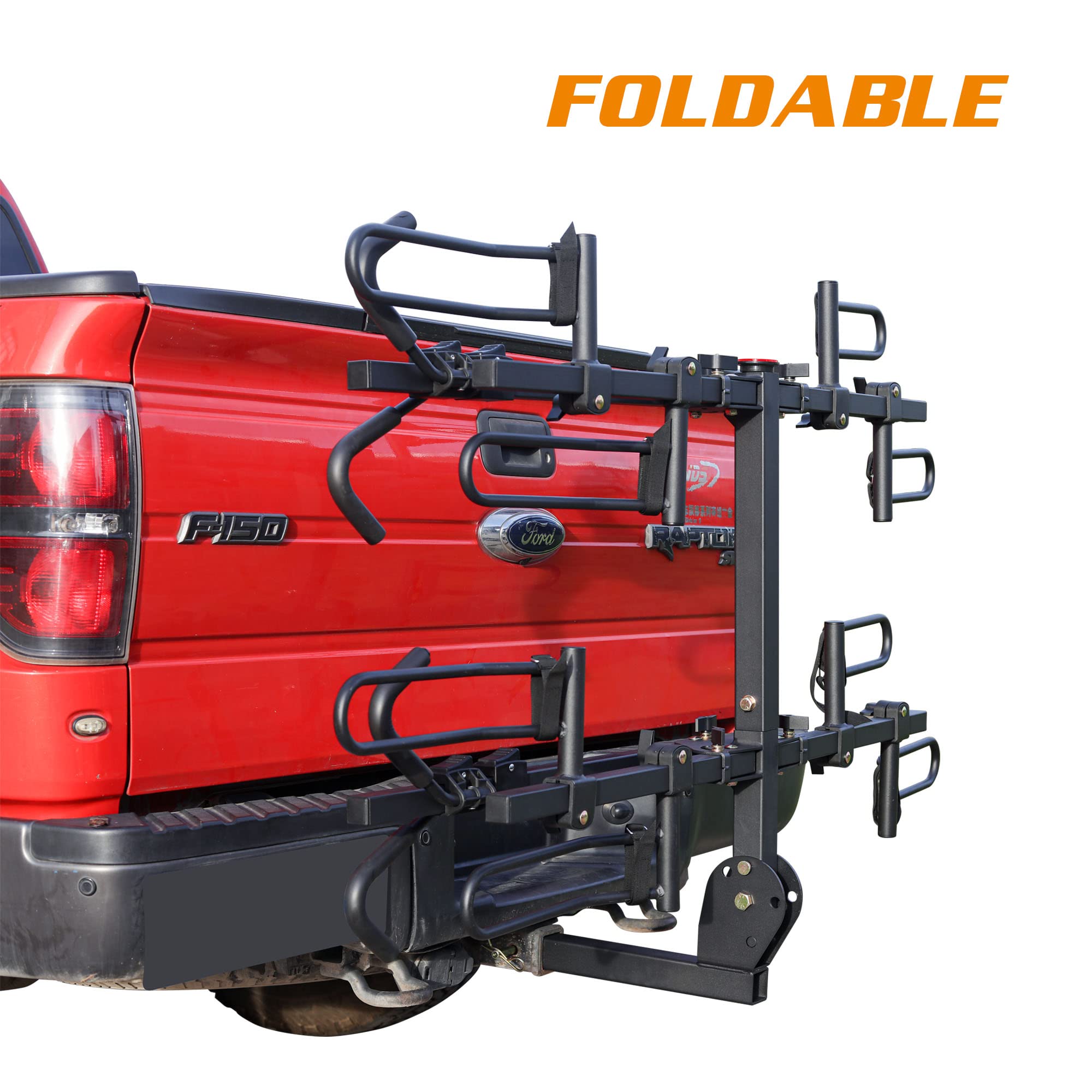 Rockland Foldable 2-Ebike Rack, 200 lbs Capacity, Hitch Mount Electric Bike Rack, Fits up to 5" Fat Tire Width and 50" Wheelbase, Ebike Carrier Rack for 2" Receiver for Cars SUVs Vans RVs