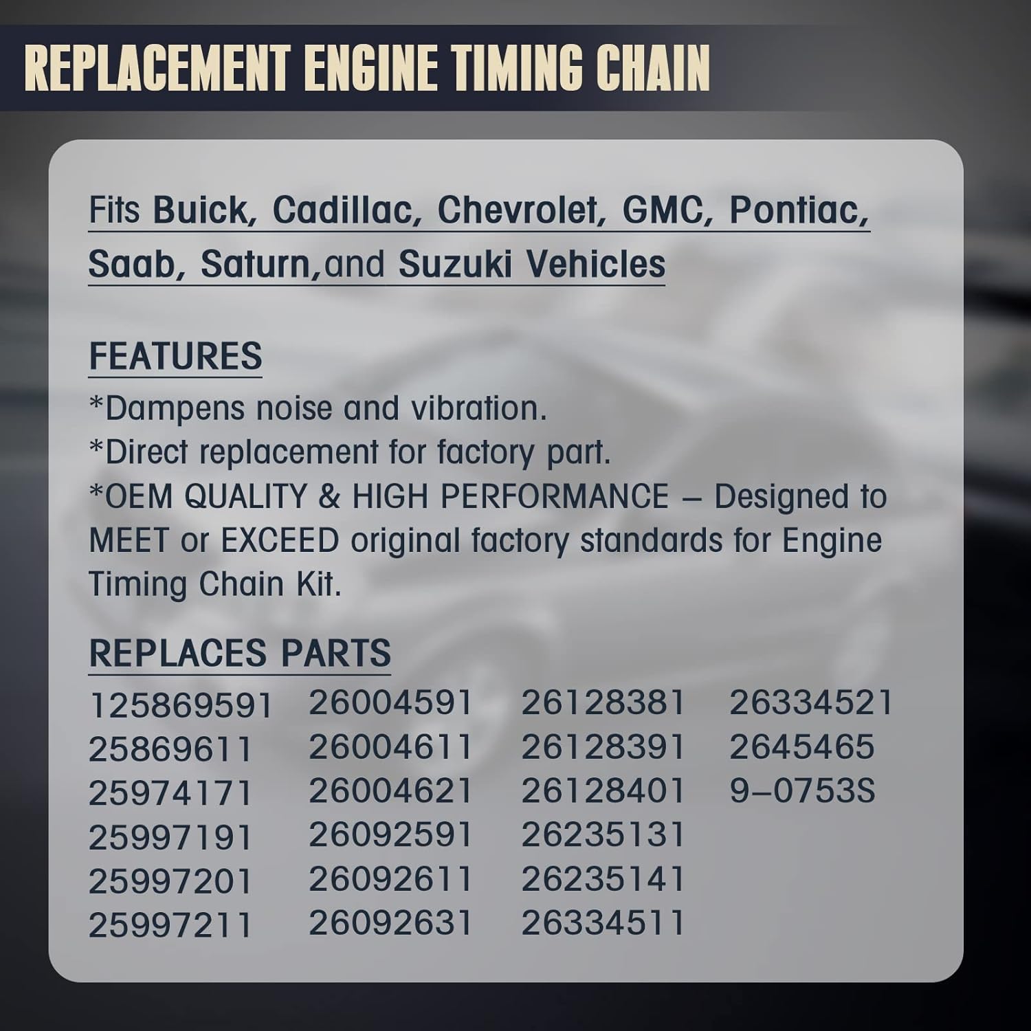 3.6 Timing Chain Kit w/Chain Guide Tensioner Sprocket for 2.8L 3.0L 3.6L Chevy Equinox Malibu Traverse GMC Acadia Cadillac CTS SRX Buick Enclave V6 Engine Engine Timing Set Replace # 9-0753S 9-0753sx