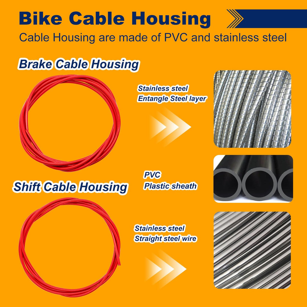 weideer Bicycle Brake Cable Shift Cable Bike Cable Housing Kit Bike Brake Cable Kit Bicycle Transmission Line for Bicycle Mountain Road Bike Repair