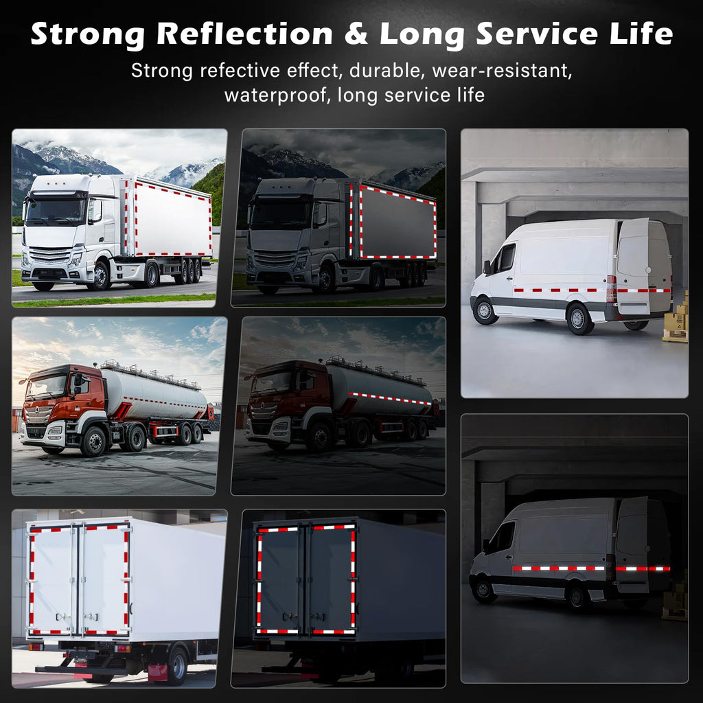 Reflective Trailer Tape, 2" × 11.8" × 30 PCS Red & Silver High Intensity Self Adhesive Reflector Tapes Outdoor Waterproof 3m Safety Dot Retroreflective Tape for Cars, Trailers, Boats, Mailbox (30)