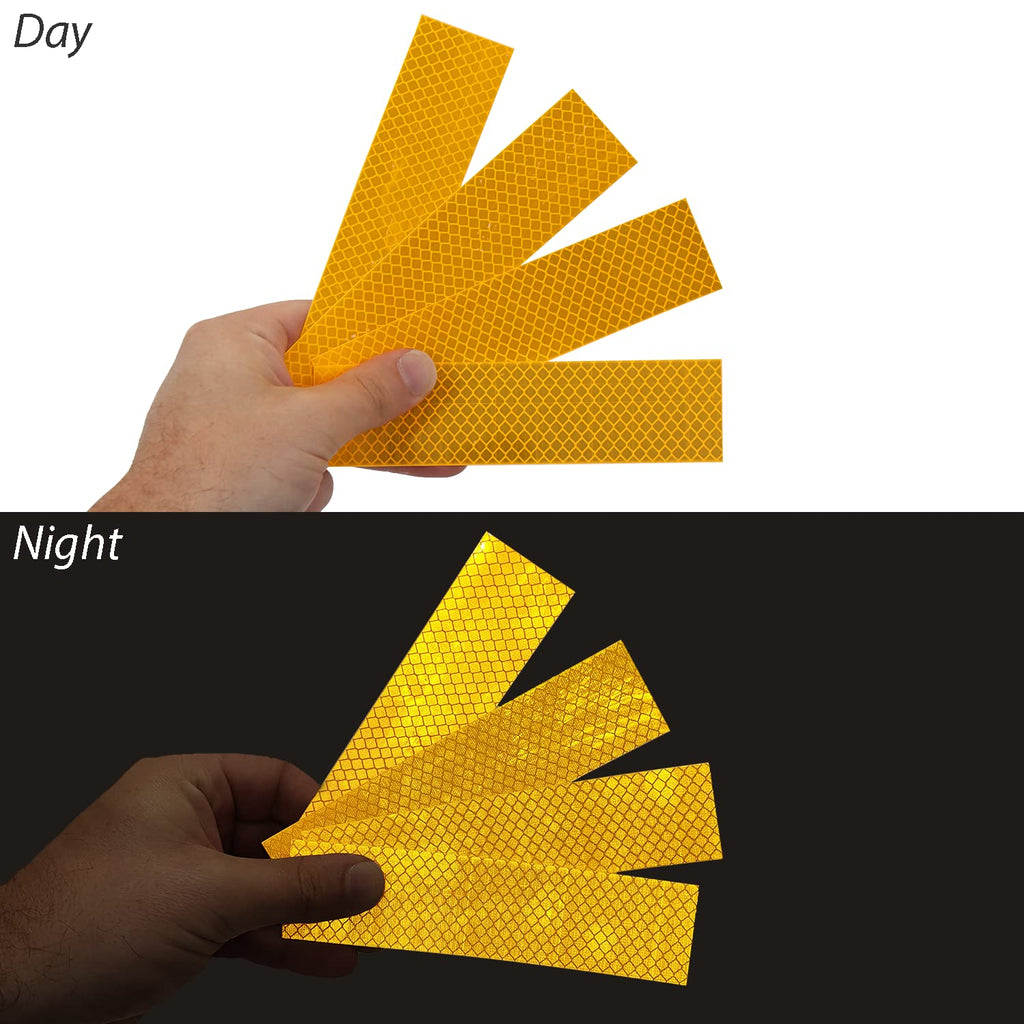 SmartSign 1.2 x 6 inch Red Reflective Strips - Pack of 4, Premium 3M Diamond Grade Reflective Stickers for Night Safety/Backpacks/Bicycles/Vehicles, Hi-Tack Adhesive, Made in USA