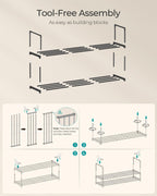 SONGMICS Shoe Rack, 3-Tier Shoe Organizer, Metal Storage Shelf, Upright or Upside Down, for 16-20 Pairs, Stackable, for Entryway, 11.8 x 36.2 x 21.7 Inches, Black ULSA303B02
