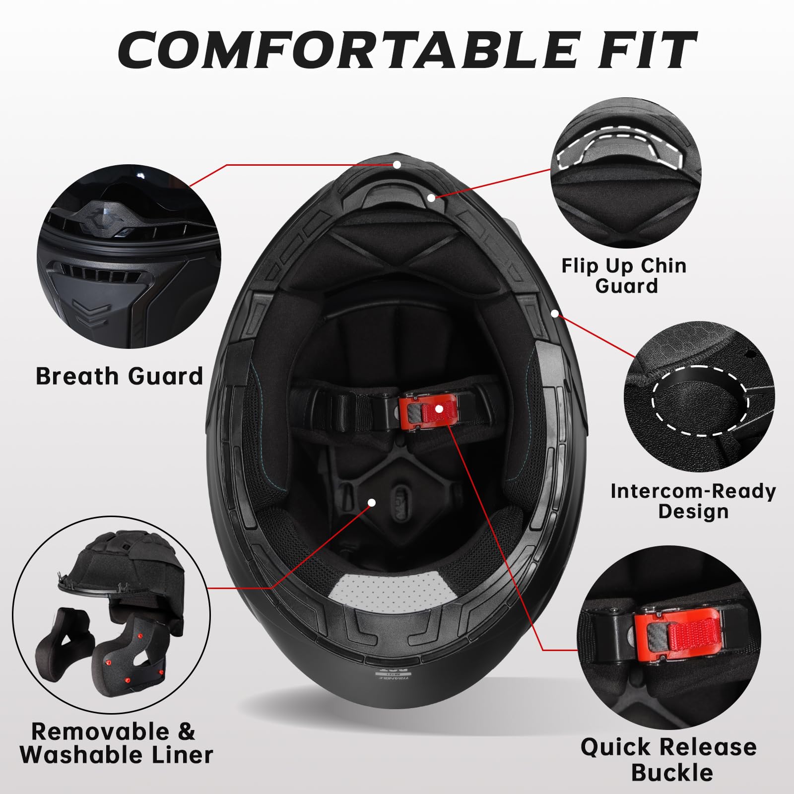 TRIANGLE Modular Motorcycle Helmets for Men Flip Up Full Face Helmet Dual Visor with Internal Sunshield DOT Approved