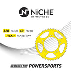 NICHE Drive Sprocket Chain Combo for Suzuki 2006-2010 GSXR600 Front 16 Rear 43 Tooth 520V-X X-Ring 114 Links