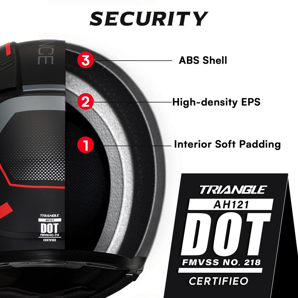 TRIANGLE Modular Motorcycle Helmets for Men Flip Up Full Face Helmet Dual Visor with Internal Sunshield DOT Approved