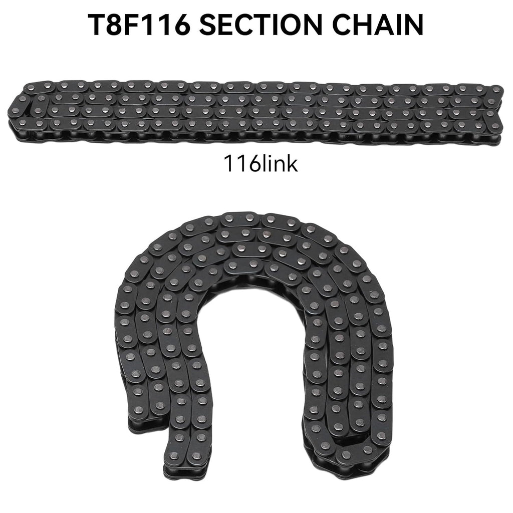 Chain Sprocket Kit, T8F Front and Rear Sprocket Chain Replacement High Power Steel T8F Gear Chain Set for Modified Karts ATVs and Mini Motorcycles