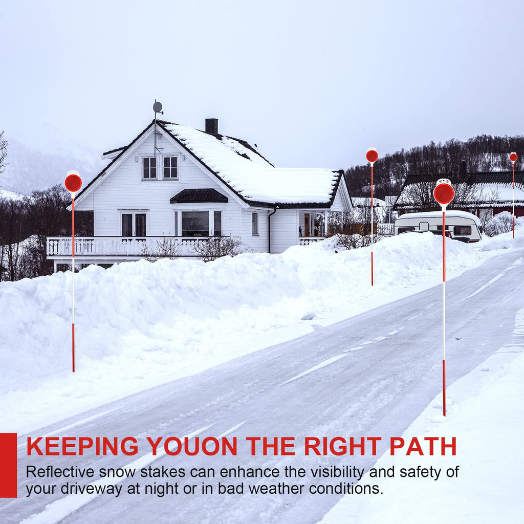 Driveway Reflectors Markers for Snow Plowing, 36-48" Reflective Driveway Steel Metal Reflective Post, Double-Sided High Visible Rustproof Design(4 pack)