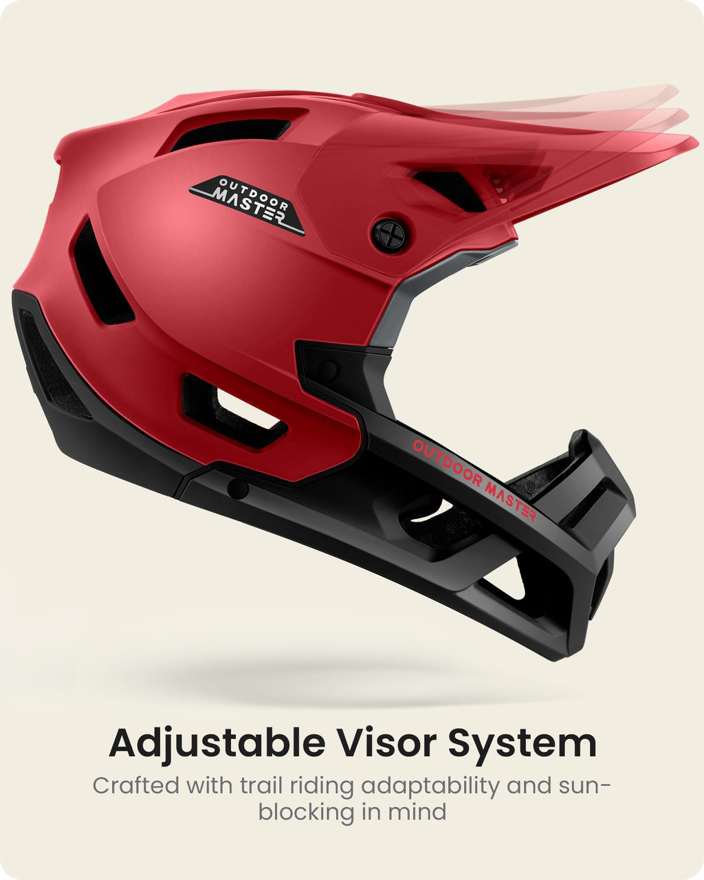 OutdoorMaster Full Face Mountain Bike Helmet for Men & Women-Two Removable Chin Pad Mountain Bike Helmet Grizzly, Ventilation Lightweight Racing Downhill DH BMX MTB Helmet