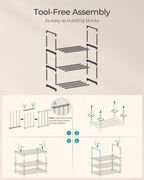 SONGMICS Shoe Rack, 3-Tier Shoe Organizer, Metal Storage Shelf, Upright or Upside Down, for 16-20 Pairs, Stackable, for Entryway, 11.8 x 36.2 x 21.7 Inches, Black ULSA303B02