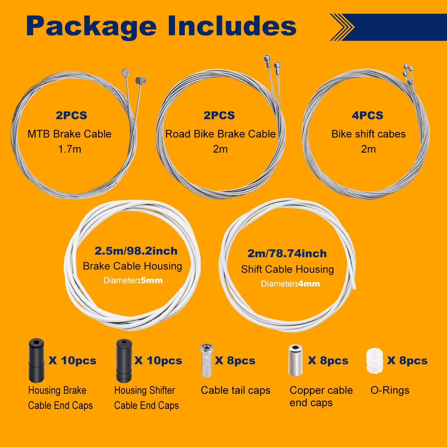 weideer Bicycle Brake Cable Shift Cable Bike Cable Housing Kit Bike Brake Cable Kit Bicycle Transmission Line for Bicycle Mountain Road Bike Repair