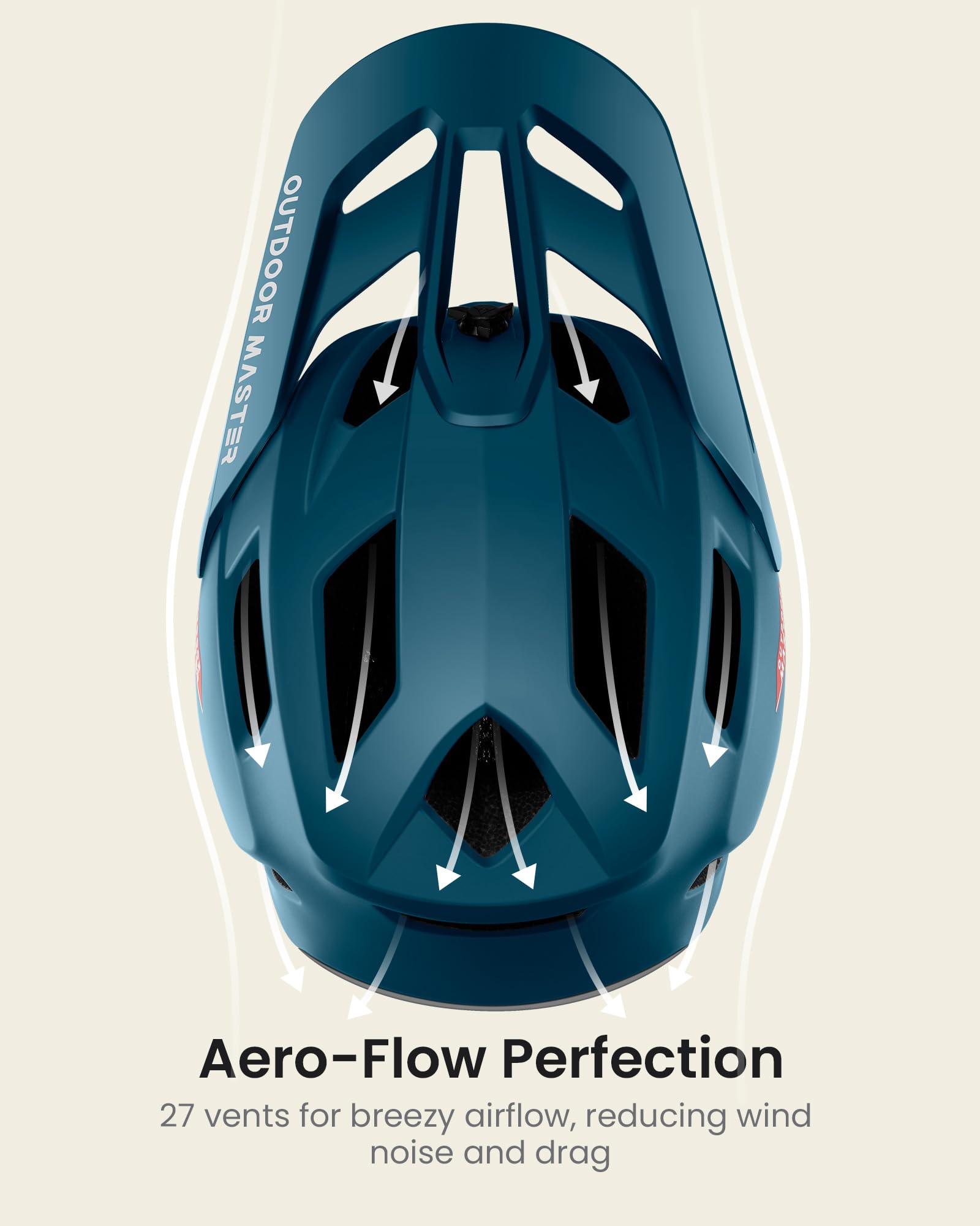 OutdoorMaster Full Face Mountain Bike Helmet for Men & Women-Two Removable Chin Pad Mountain Bike Helmet Grizzly, Ventilation Lightweight Racing Downhill DH BMX MTB Helmet