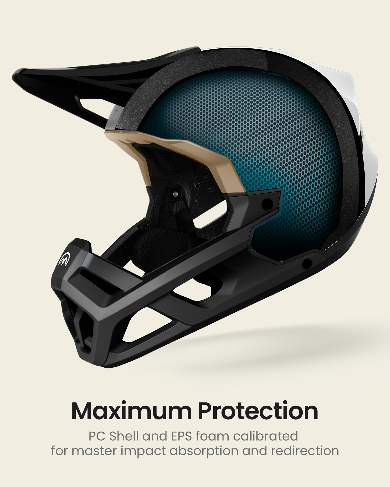 OutdoorMaster Full Face Mountain Bike Helmet for Men & Women-Two Removable Chin Pad Mountain Bike Helmet Grizzly, Ventilation Lightweight Racing Downhill DH BMX MTB Helmet