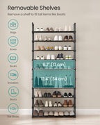 SONGMICS Shoe Rack, 3-Tier Shoe Organizer, Metal Storage Shelf, Upright or Upside Down, for 16-20 Pairs, Stackable, for Entryway, 11.8 x 36.2 x 21.7 Inches, Black ULSA303B02