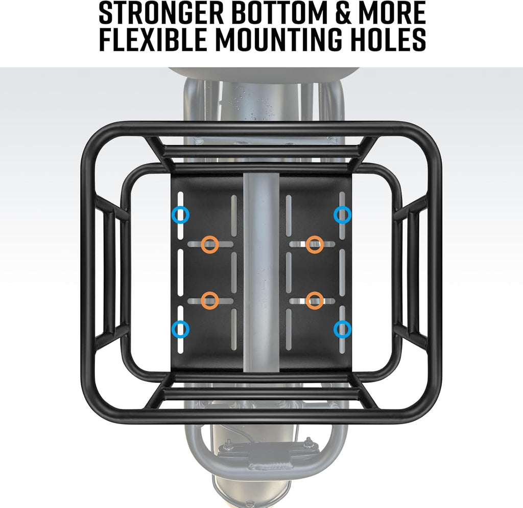 RAYMACE Bike Basket Rear Rack with Cargo Net, Liner and Waterproof Cover,Heavy Duty Bicycle Basket Perfect for Electric Bike
