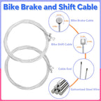 101Pcs Bike Brake Cable Kit with Stainless Steel Wire Cutter, Including Brake and Shifter Cable, Cable End Caps, O-Rings, C-Clips Clamps, Rubber Sleeve and V Brake Guide Inside