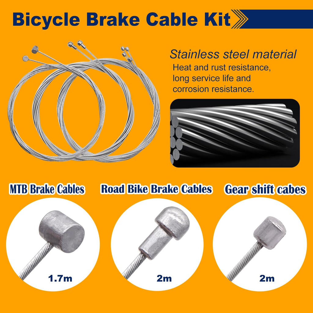 weideer Bicycle Brake Cable Shift Cable Bike Cable Housing Kit Bike Brake Cable Kit Bicycle Transmission Line for Bicycle Mountain Road Bike Repair