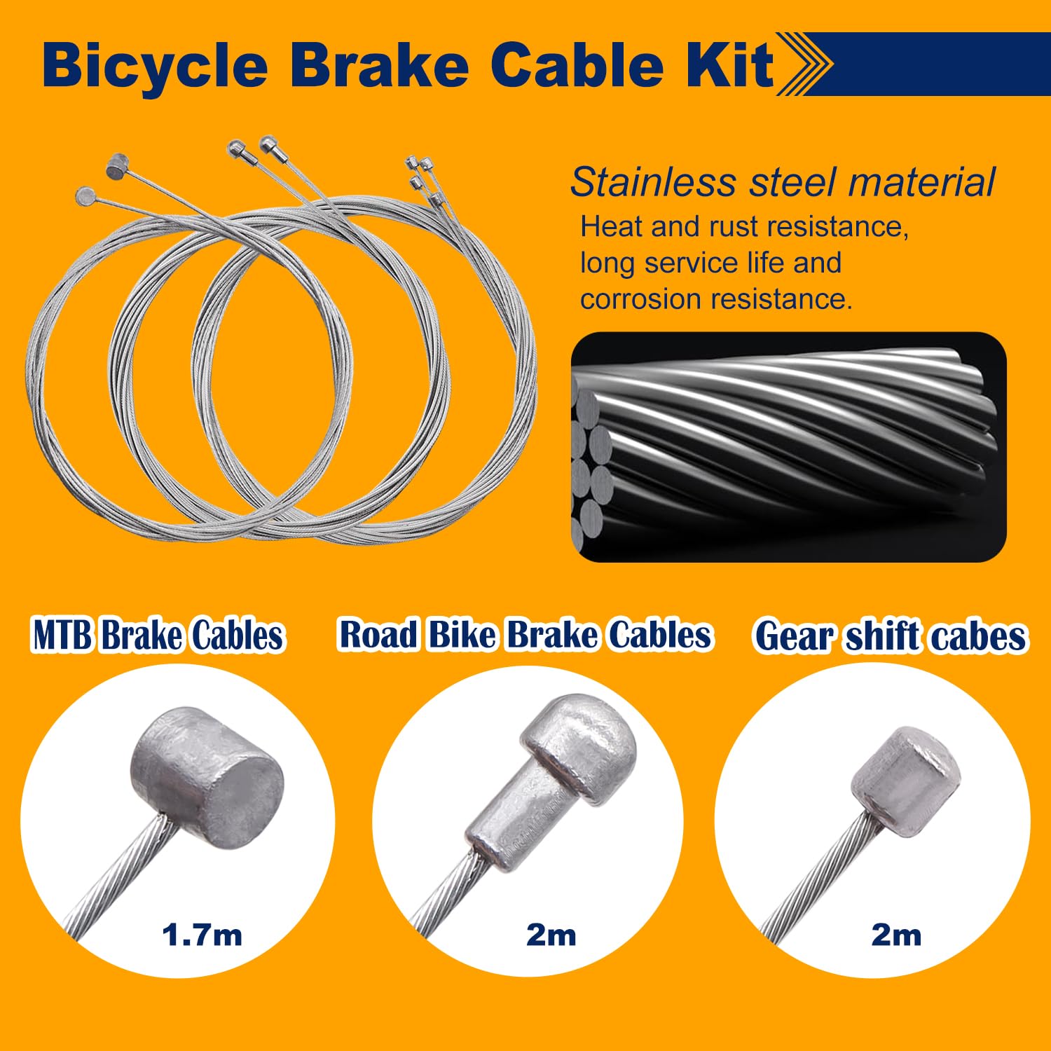 weideer Bicycle Brake Cable Shift Cable Bike Cable Housing Kit Bike Brake Cable Kit Bicycle Transmission Line for Bicycle Mountain Road Bike Repair