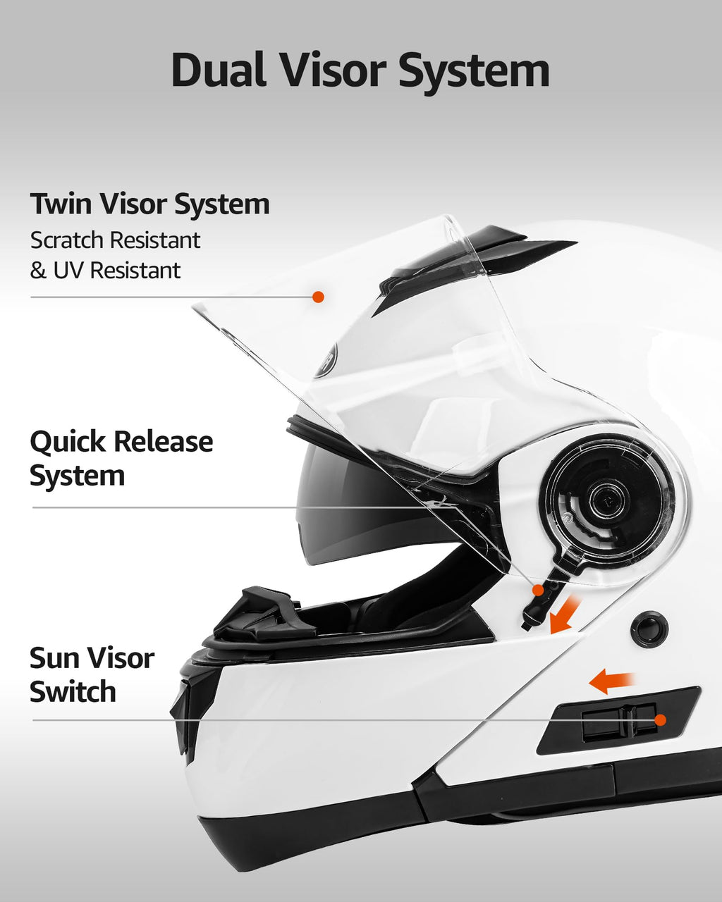 YEMA Modular Motorcycle Helmets, DOT Approved Full Face Motorcycle Helmet with Flip Up Dual Visor, Helmets for Adults Men Women Helmets for Street Scooter ATV E-Bike - YM-926