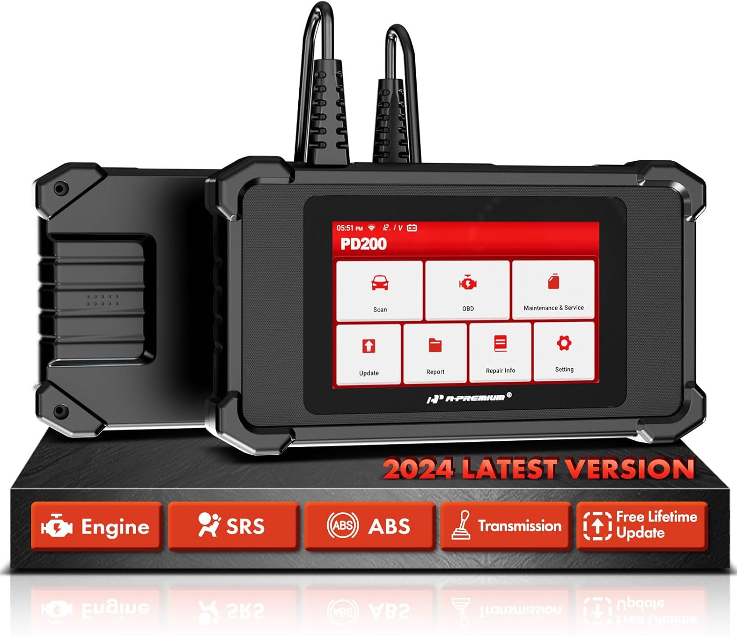 A-Premium 2025 PD200 Enhanced 4 System OBD2 Scanner Diagnostic Tool, All Function Check Engine Code Reader Scan Tool, for Engine/ABS/SRS/Transmission System, 8 Reset, Free Online Update