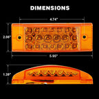 10Pcs 6" Inch Rectangle Led Trailer Side Marker Clearance Lights 20 LED Reflectors, Rectangular Amber 6" x 2" LED Marker Lights Aux Turn Signals Surface Mount Sealed Truck RV Waterproof