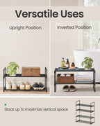 SONGMICS Shoe Rack, 3-Tier Shoe Organizer, Metal Storage Shelf, Upright or Upside Down, for 16-20 Pairs, Stackable, for Entryway, 11.8 x 36.2 x 21.7 Inches, Black ULSA303B02