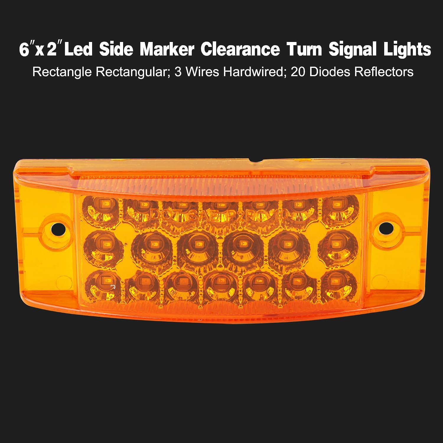 10Pcs 6" Inch Rectangle Led Trailer Side Marker Clearance Lights 20 LED Reflectors, Rectangular Amber 6" x 2" LED Marker Lights Aux Turn Signals Surface Mount Sealed Truck RV Waterproof