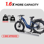 RokRack S One 1-Ebike Rack with Ramp, 100 lbs Capacity, Single Hitch Mount Electric Bike Rack, Fits up to 5" Fat Tire Width and 50" Wheelbase, Ebike Carrier Rack for 2" Receiver for Cars SUVs Vans RVs