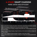 LVYUAN 25Amp Smart Car Battery Charger, 12V/24V Automotive Charger, Lead-Acid Battery, LiFePO4 Battery Maintainer with LCD Display, Trickle Charger, for Lawn Mower, Motorcycle, AGM, STD, Gel, EFB,etc