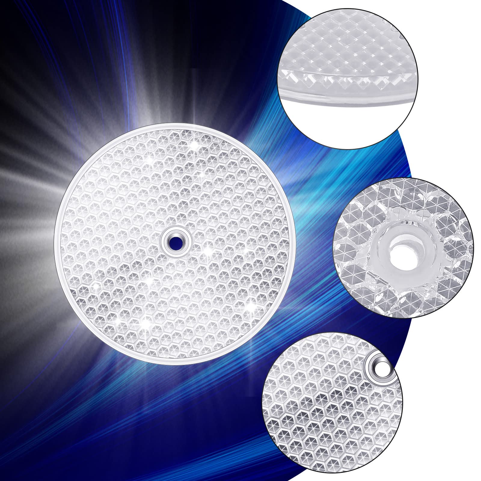 Tallew 10 Pack Front Round Reflector for Driveway Fence Gate Posts Trailers Safety Automobiles Boats Mailboxes Reflector with Center Mounting Hole(White)