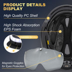 Favoto Bike Helmet with Turn Signals - CPSC Certificated Dual Shell Helmet with Removable Visor & Goggles USB Rechargeable