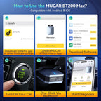 MUCAR AI-Assisted OBD2 Scanner Bluetooth Lifetime Update, BT200 MAX Compatible with ELM327, All System OBD2 Diagnostic Tool with 15 Resets for iOS & Android, CANFD Protocol, Autoauth for FCA SGW