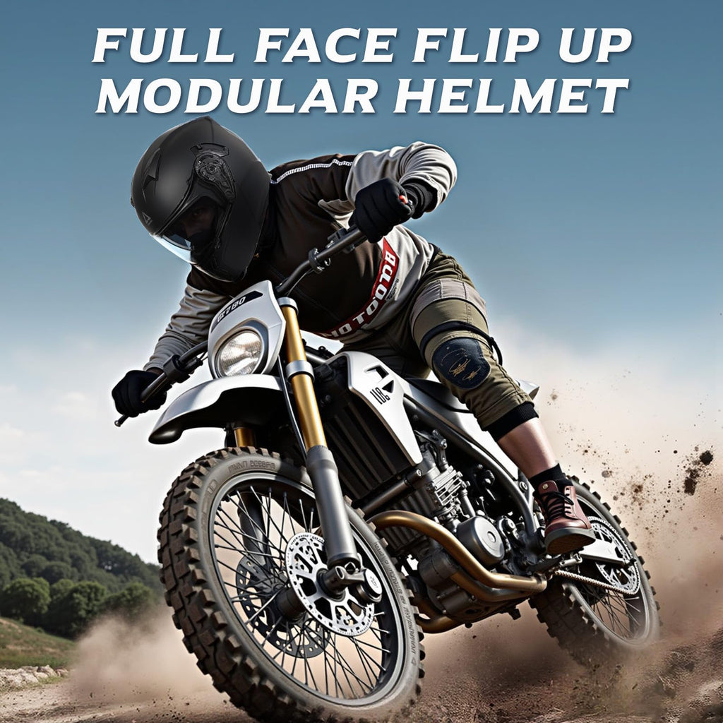 TRIANGLE Modular Motorcycle Helmets for Men Flip Up Full Face Helmet Dual Visor with Internal Sunshield DOT Approved