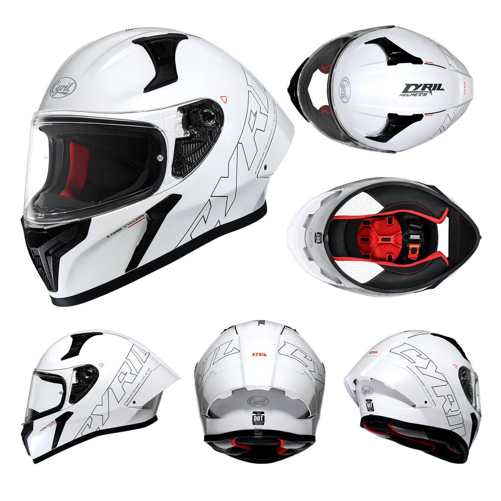 CYRIL Full Face Motorcycle Helmets for Adults Men & Women with Tinted and Clear Visor Meet Dot Approved