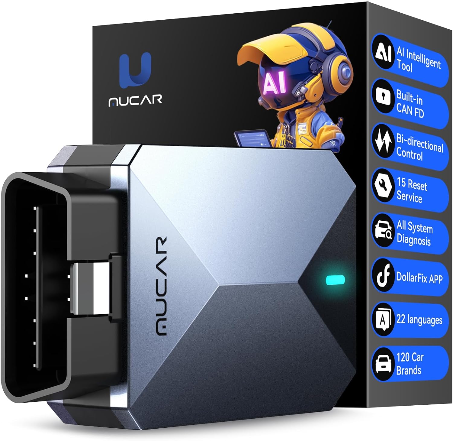 MUCAR AI-Assisted OBD2 Scanner Bluetooth Lifetime Update, BT200 MAX Compatible with ELM327, All System OBD2 Diagnostic Tool with 15 Resets for iOS & Android, CANFD Protocol, Autoauth for FCA SGW