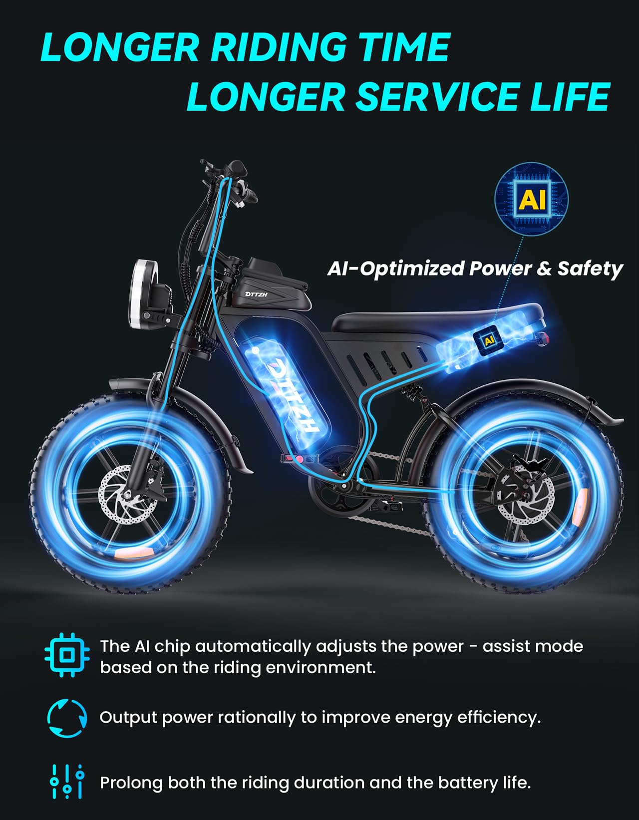 Bicicleta eléctrica DTTZH F6/F6S/F6PRO para adultos con NFC y desbloqueo por contraseña, 4000/2000/1500 W, 50/40/33 MPH, 60 V 30 Ah, 48 V 15/25 Ah, 160-96 km, motocicleta eléctrica todoterreno con neumáticos anchos de 20" 