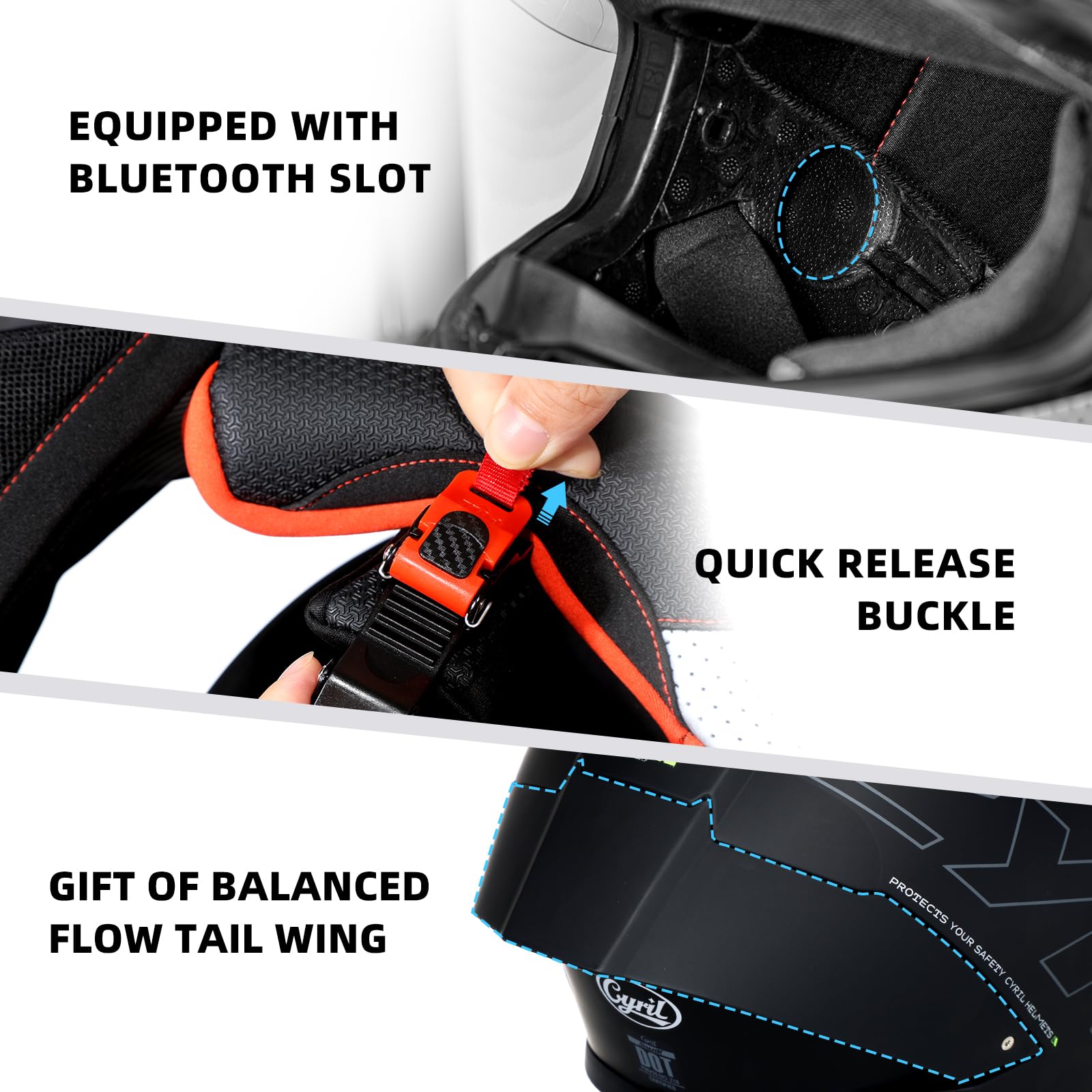 CYRIL Full Face Motorcycle Helmets for Adults Men & Women with Tinted and Clear Visor Meet Dot Approved