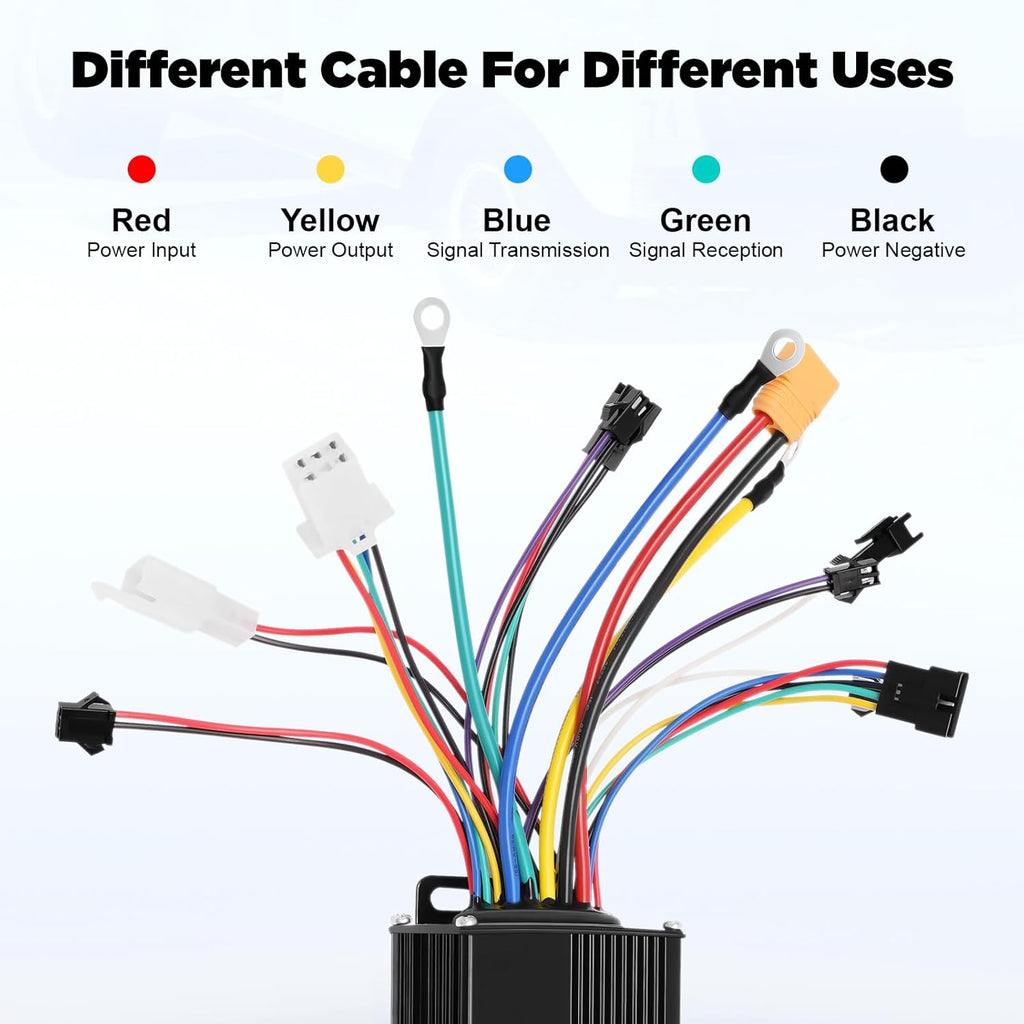 Electric Bicycle Brushless Controller Kit, 36V/48V 750-1200W E-Bike Brushless Controller LCD Display Panel and FOC Sine Wave Controller Set for Electric Bicycles, Tricycles, Scooters