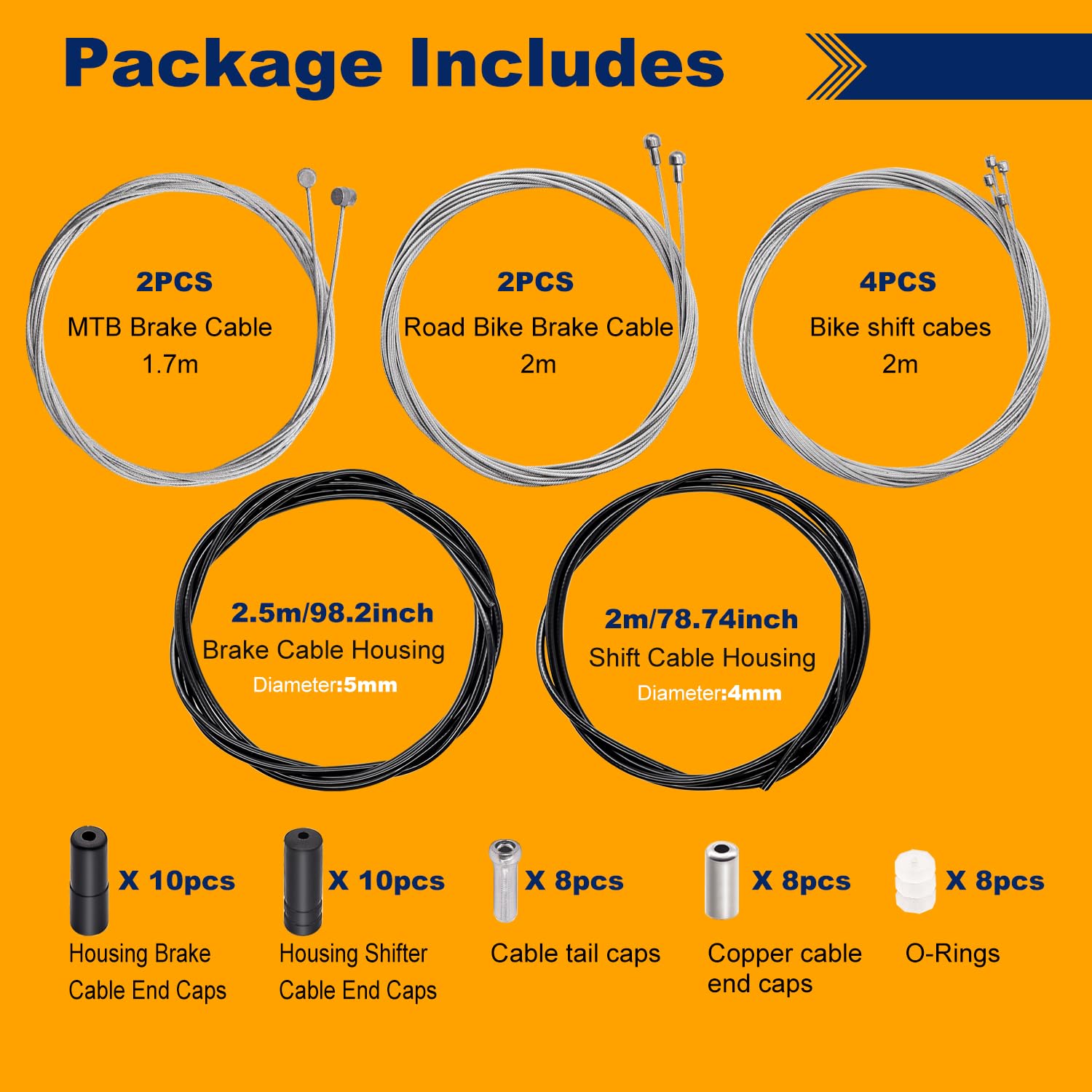 weideer Bicycle Brake Cable Shift Cable Bike Cable Housing Kit Bike Brake Cable Kit Bicycle Transmission Line for Bicycle Mountain Road Bike Repair