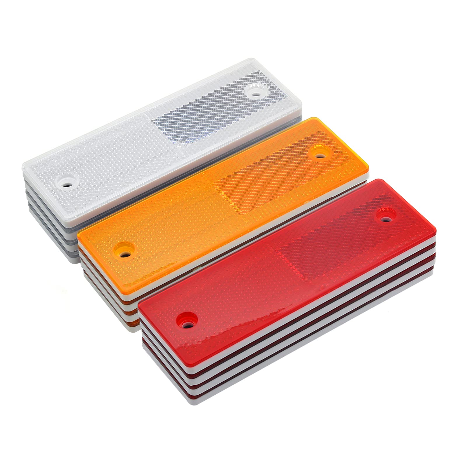 6" Rectangular Stick-on/Screw Mount Reflectors (Kit 3/Yellow+Red)