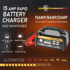 LVYUAN 25Amp Smart Car Battery Charger, 12V/24V Automotive Charger, Lead-Acid Battery, LiFePO4 Battery Maintainer with LCD Display, Trickle Charger, for Lawn Mower, Motorcycle, AGM, STD, Gel, EFB,etc