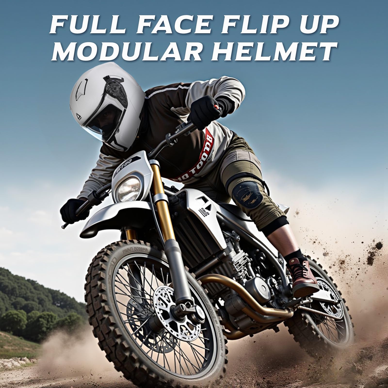 TRIANGLE Modular Motorcycle Helmets for Men Flip Up Full Face Helmet Dual Visor with Internal Sunshield DOT Approved