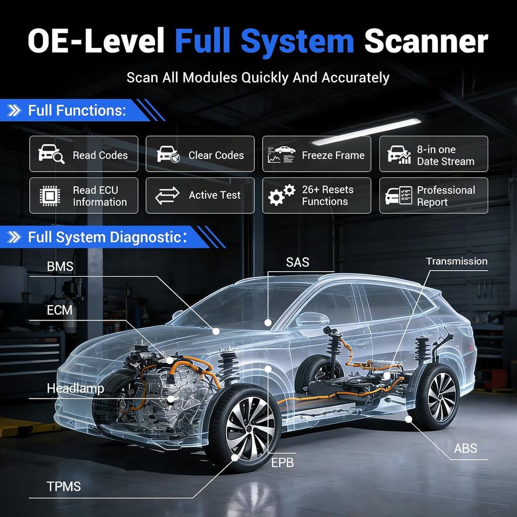 OBD2 Scanner Bluetooth VDIAGTOOL D200, Bidirectional Scan Tool - Lifetime Free Updates, 26 Resets (Upgradeable to 49+), Full System Car Scanner Diagnostic Tool for iOS & Android, FCA AutoAuth & CAN-FD
